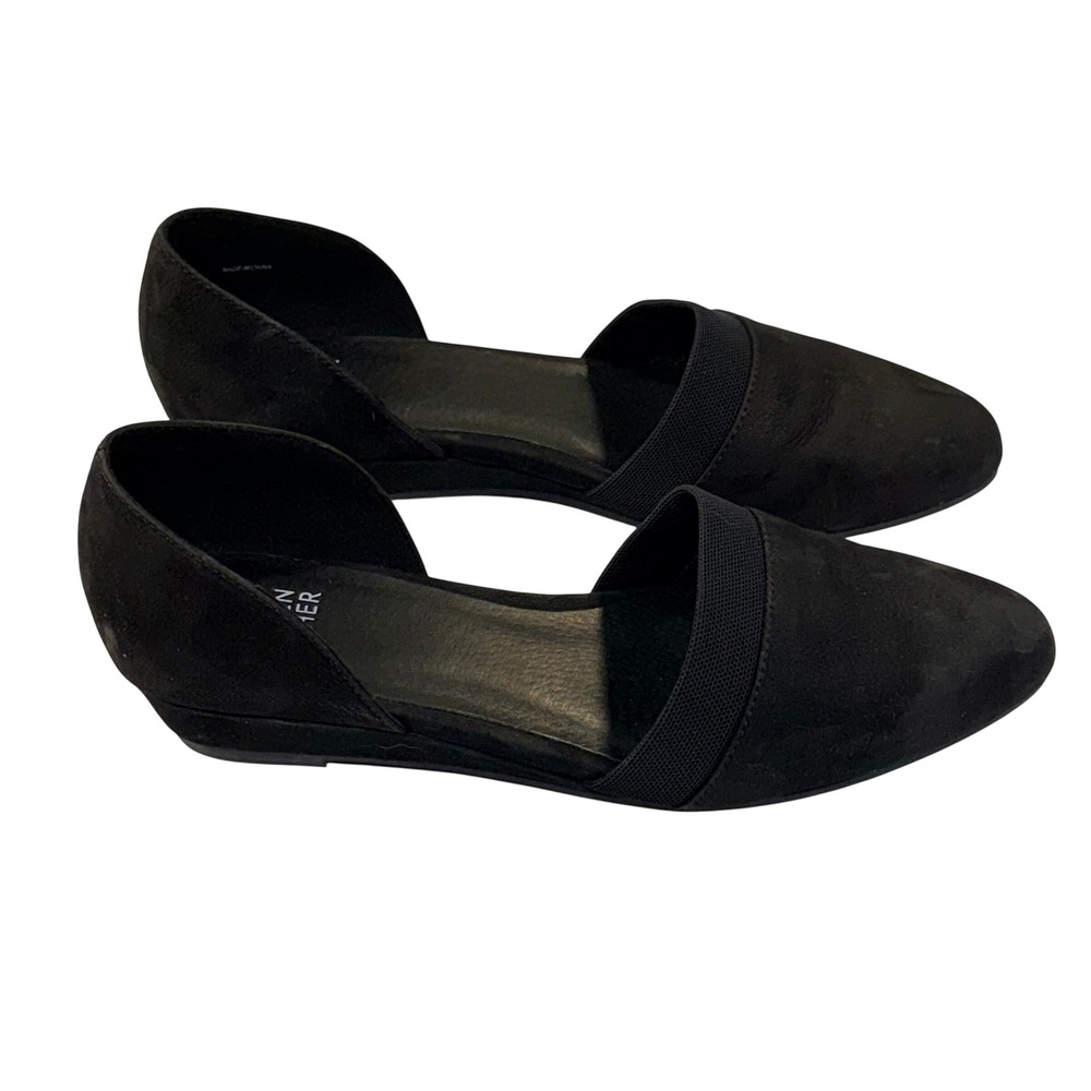 Eileen Fisher Flute D'Orsay Flats Womens 7.5 Black Suede Minimalist Chic Classic